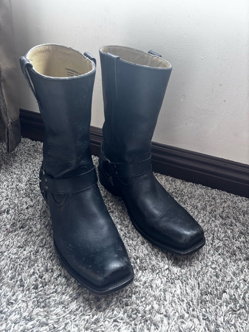 Men’s Freebird Copperhead Boots with Yellow Lining.